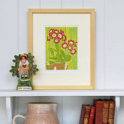 Auricula Autumn Raspberry - Limited Edition - Original Linocut Print