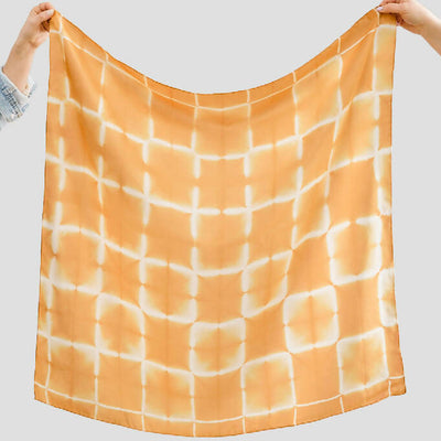 Chequered Orange Silk Scarf