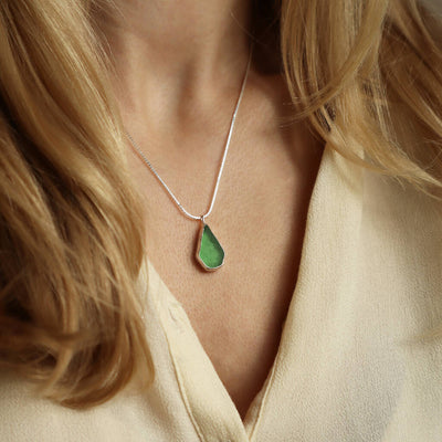 Freya Sea Glass Necklace in Green