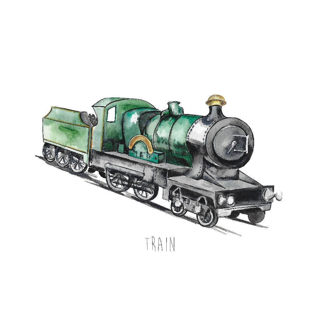 Steam Train Watercolour Art Print