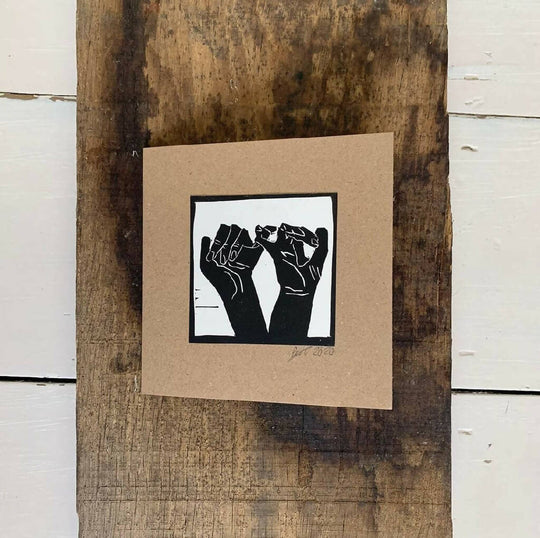 Bouclé 'Interlinked Hands' Hand-Printed Card