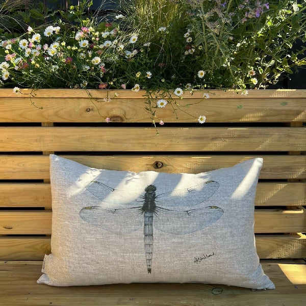 Linen Dragonfly Cushion