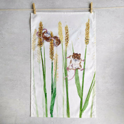 Mice and Wheat Cotton Tea Towel