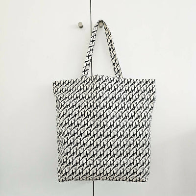 Magpie Bird Organic Cotton Large Shoulder Bag in Black & White