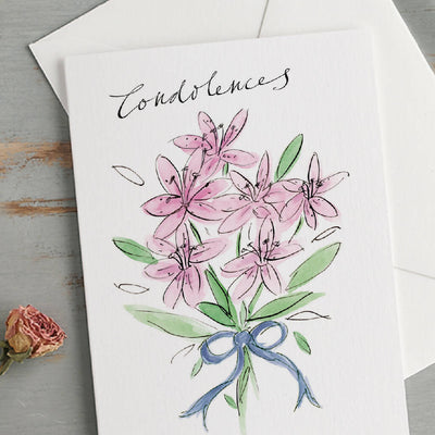 'Condolences' Lilies Bereavement Card