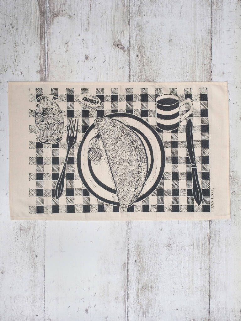 Pasty on a Plate Cotton Tea Towel