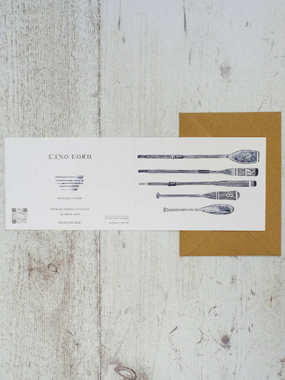 Oars & Paddles A6 Lino Print Greeting Card