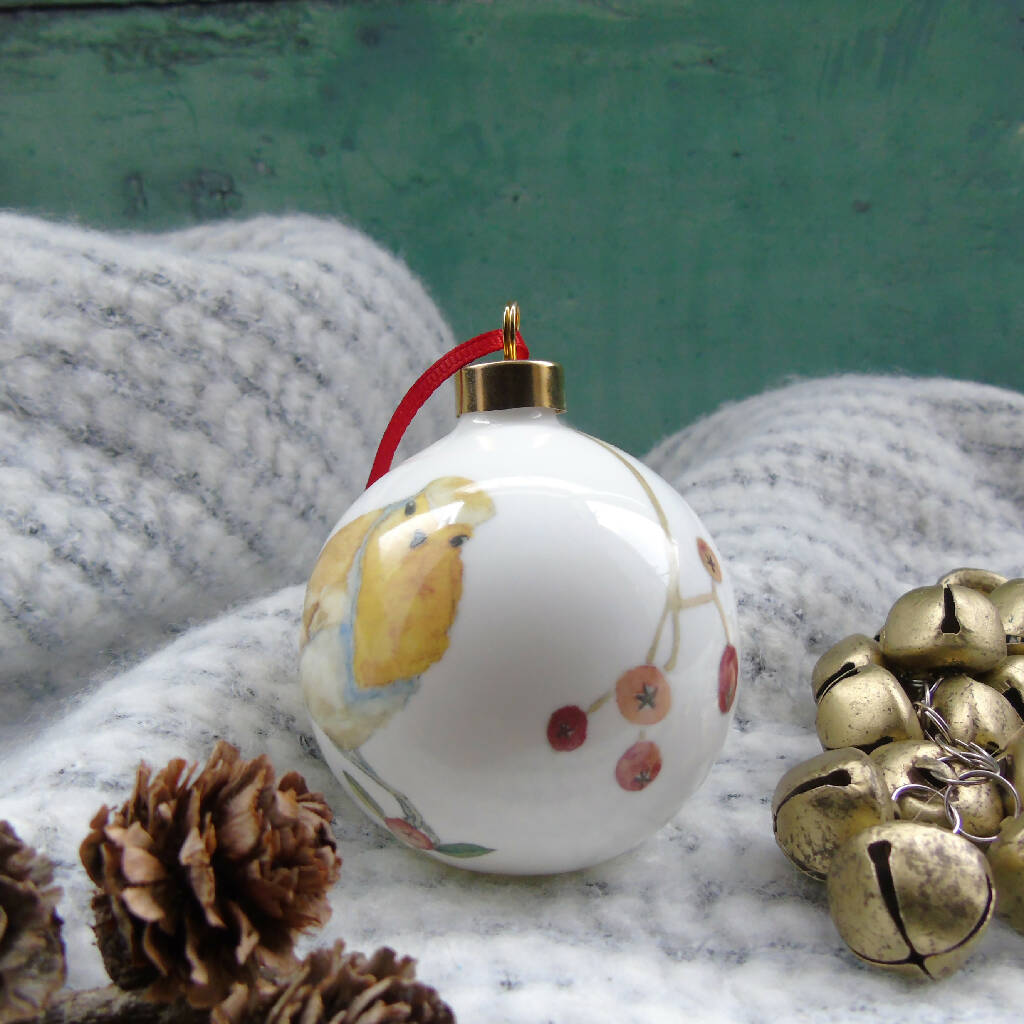 Robin Bone China Christmas Bauble