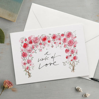 'A Note Of Love' Rose Greeting Card