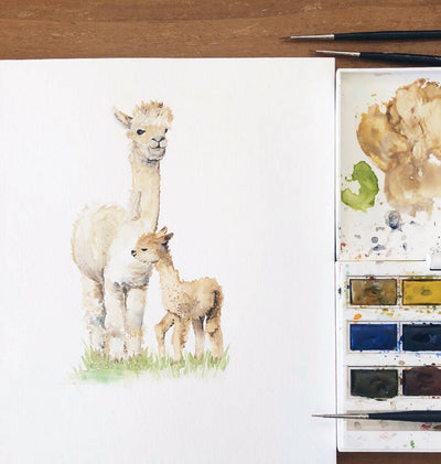 Alpacas Watercolour Art Print