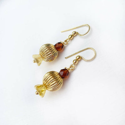 Amber Bloom 18ct Gold Plated Earrings
