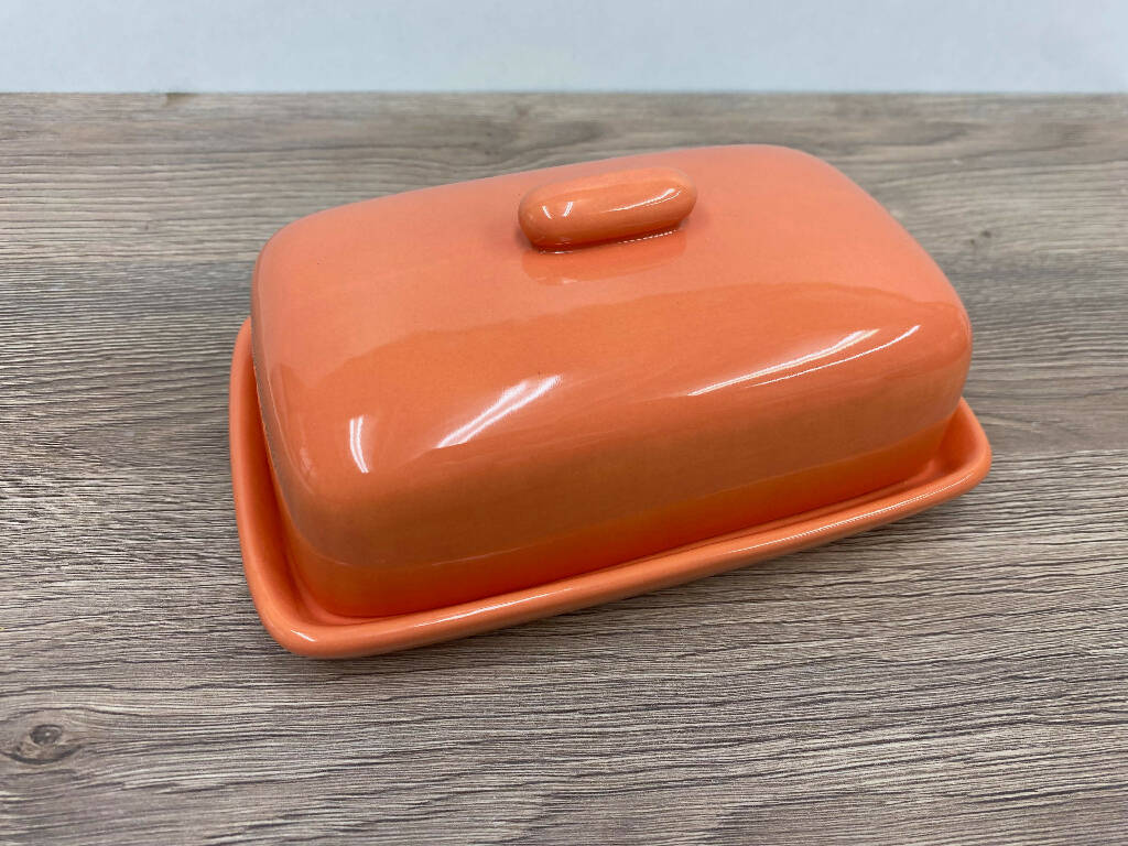 Butter Dish in Orange Glaze