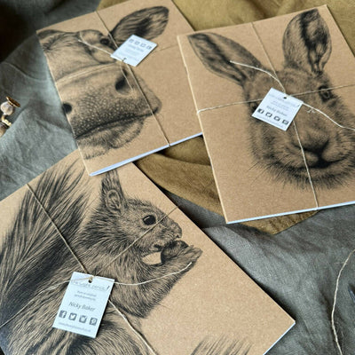 Selection of Three Kraft Notebooks - Hare, Red Squirrel and Guernsey Cow