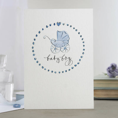 'Baby Boy' Vintage Pram New Baby Card