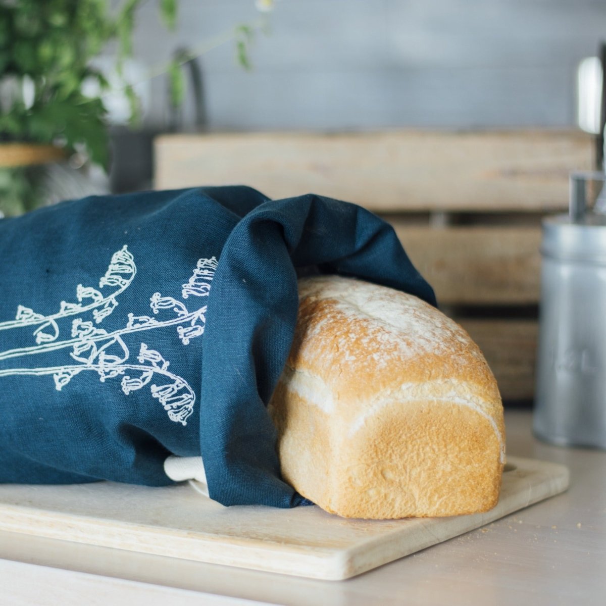 Navy Linen Bread Bag - Bluebell Collection