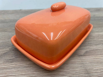 Butter Dish in Orange Glaze