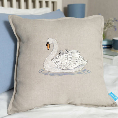 Embroidered Swan Cushions