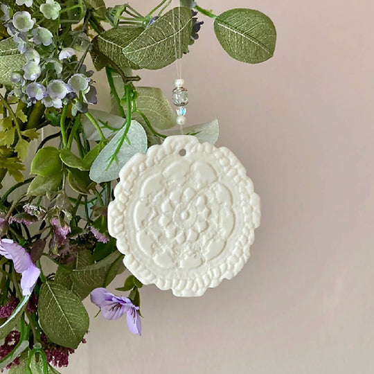 Porcelain Beaded Doily Drop Decoration