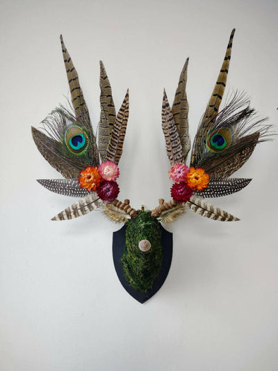 Sunset Peacock Botanical Stag MINI Wall Mount