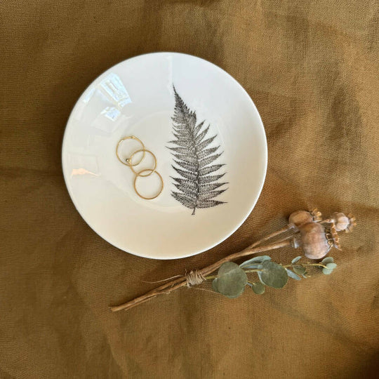 Fine Bone China Fern Round Trinket Dish