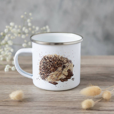 Hedgehog Enamel Mug in White