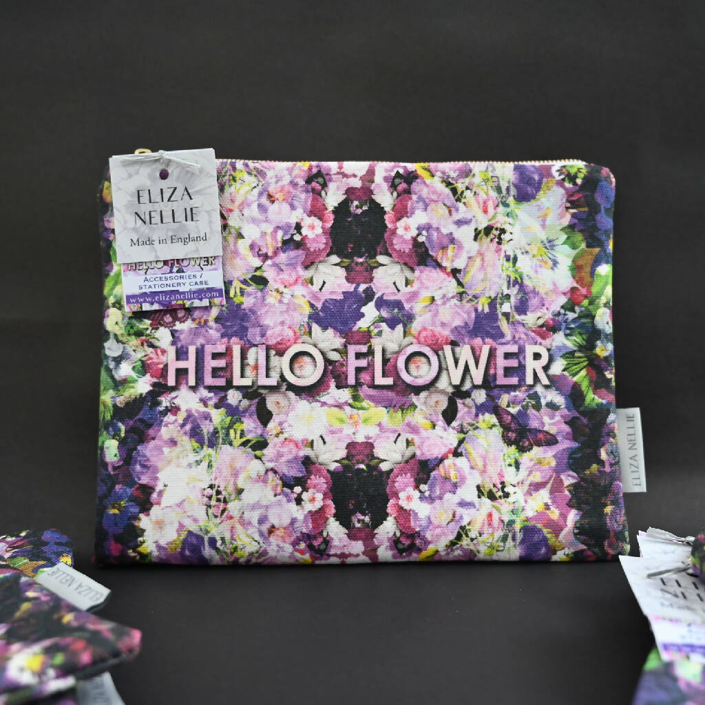 'Hello Flower' Cotton Stationery/Accessories Bag