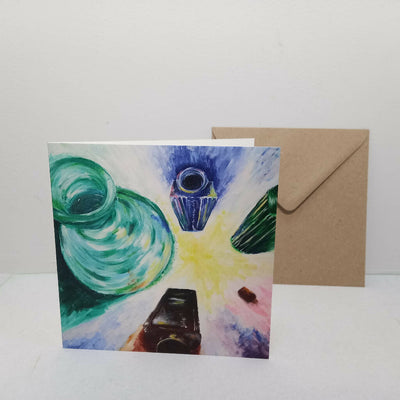 'Impressionist Bottles' Square Greetings Card