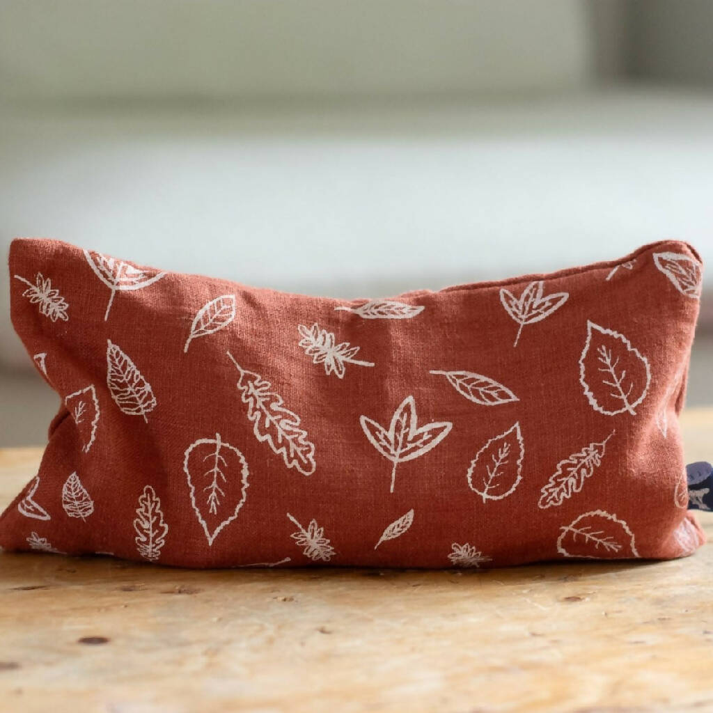 Linen Eye Pillow with Leaf Design