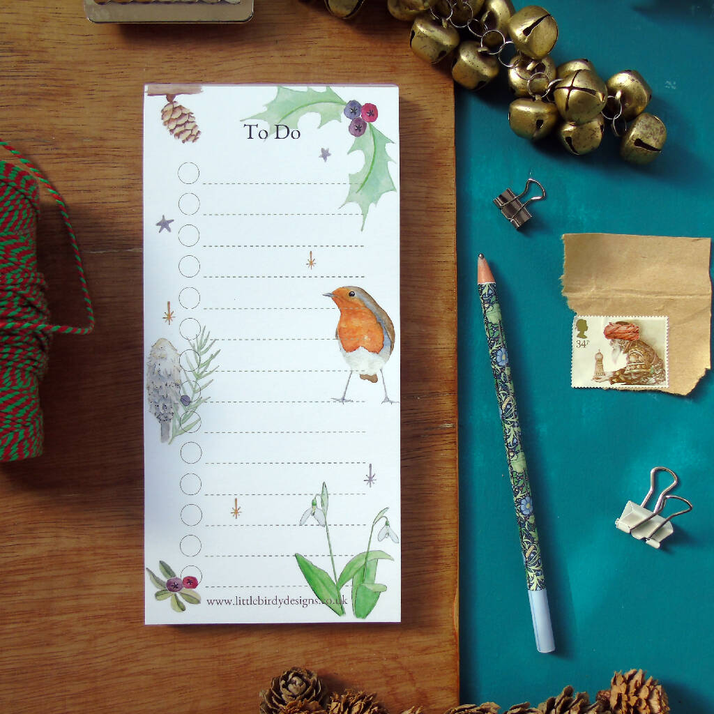 Robin 'To Do' List Christmas Notepad