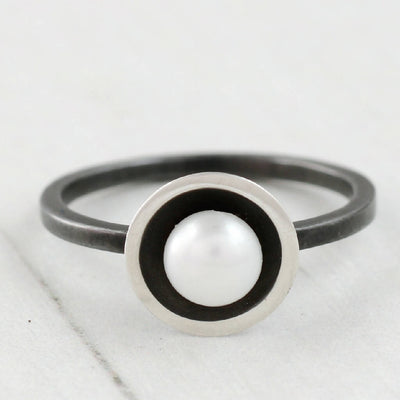 Stackable Pearl Ring in Solid Sterling Silver
