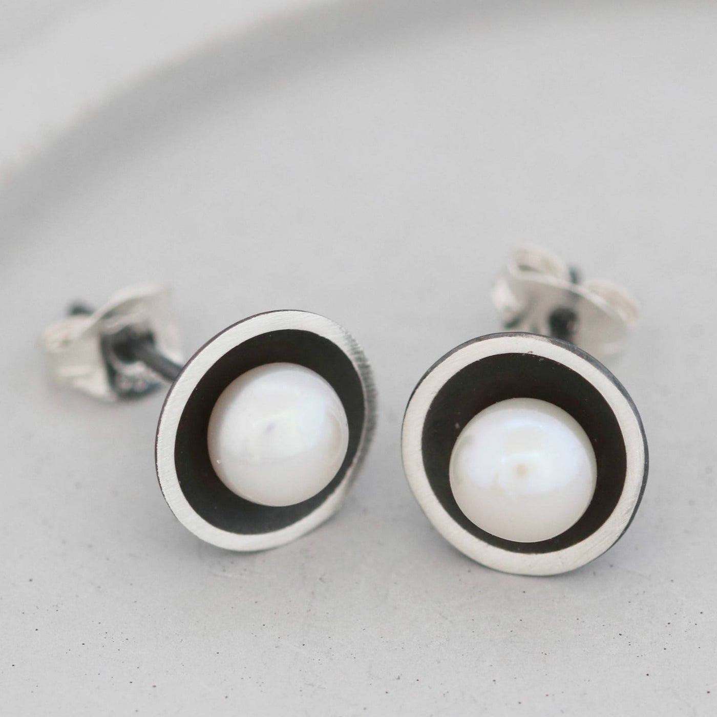 Pearl Stud Earrings in Solid Sterling Silver