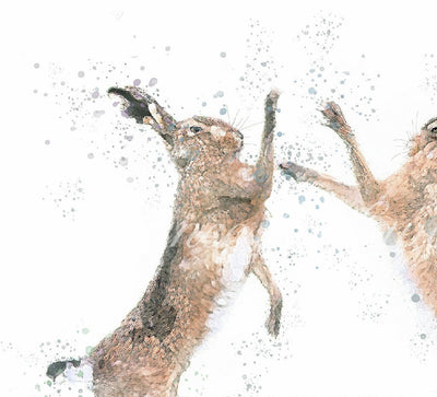 Watercolour Hare Print - 'Boxing Hares'