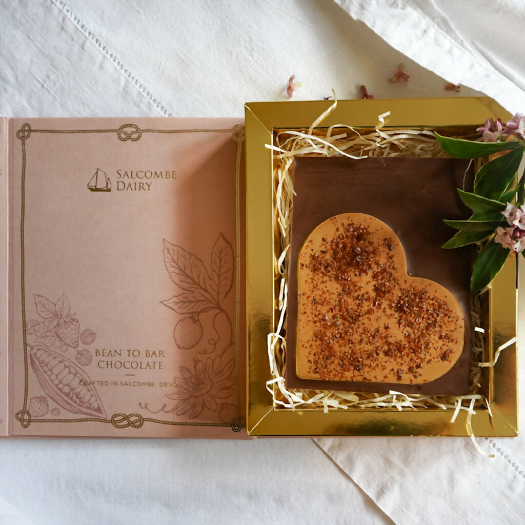 Hand-Crafted Heart Chunky Chocolate Bar in Blush Book
