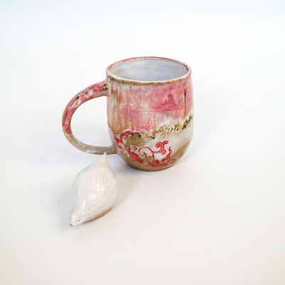 Stoneware Clay Mug in Raspberry Crush Design