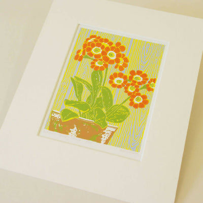 Auricula Autumn Raspberry - Limited Edition - Original Linocut Print