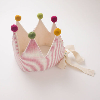 Magical Crown Circus Stripe with Pom Poms