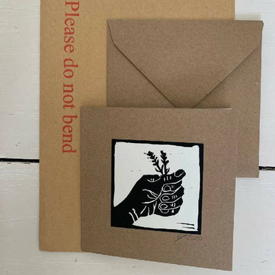 Bouclé 'Lavender in Hand' Hand-Printed Card