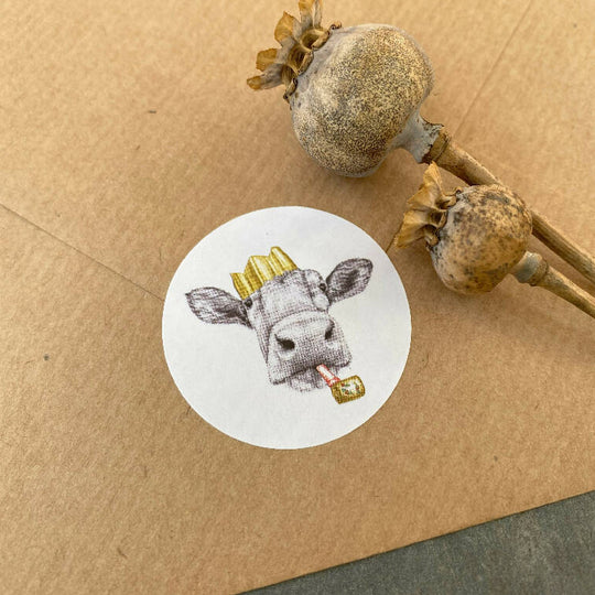 30 Festive Cow Christmas Stickers - (15 per sheet)