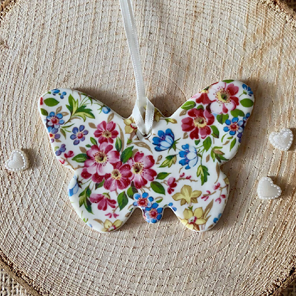 Porcelain Floral Butterfly Decoration