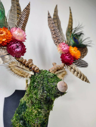 Sunset Peacock Botanical Stag MINI Wall Mount