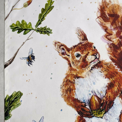 Squirrel in Oak Tree Cotton Tea Towel