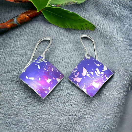 Wisteria-Inspired Purple Aluminium and Sterling Silver Earrings