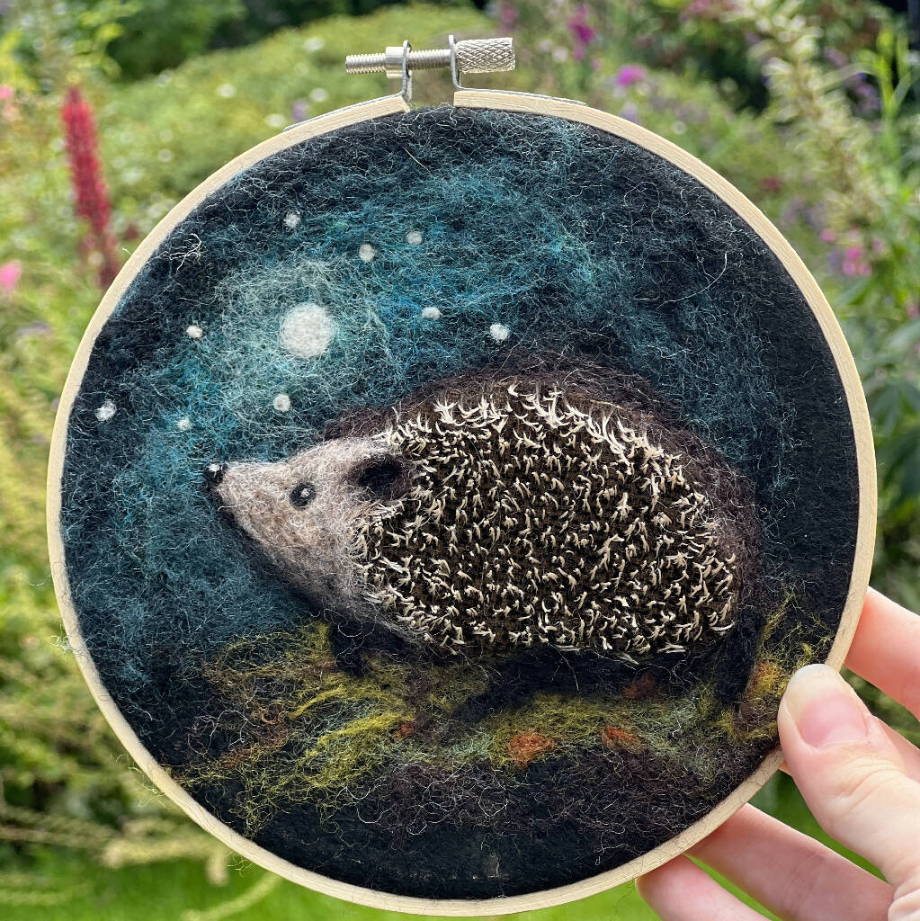 Hedgehog in a Hoop Needle Felting Craft Kit