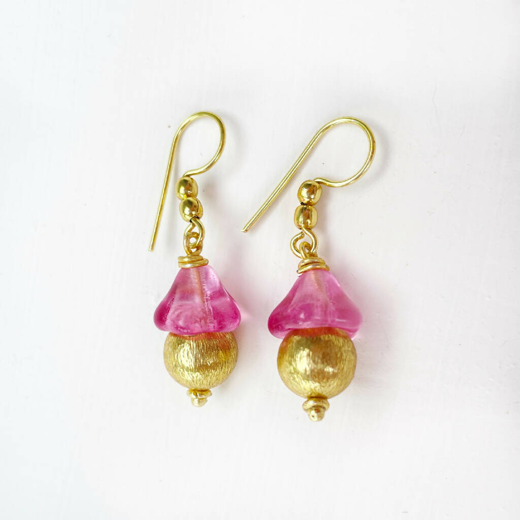 Pink Bloom 18ct Gold Plated Earrings