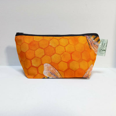 'Honeybees' Cotton Zip Pouch Wash Bag