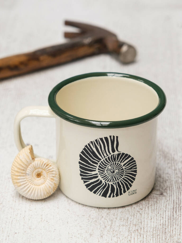 Ammonite Etched Enamel Mug