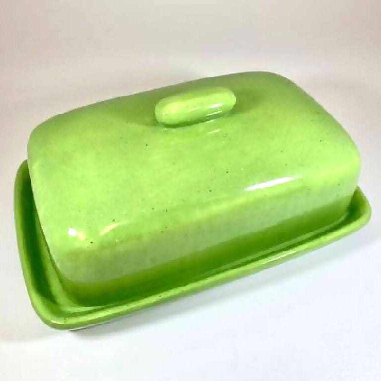 Butter Dish in Lime Green Glaze