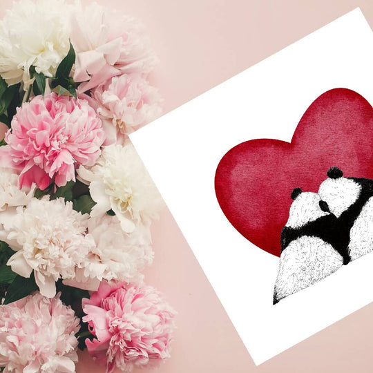 Panda Heart Love Greeting Cards