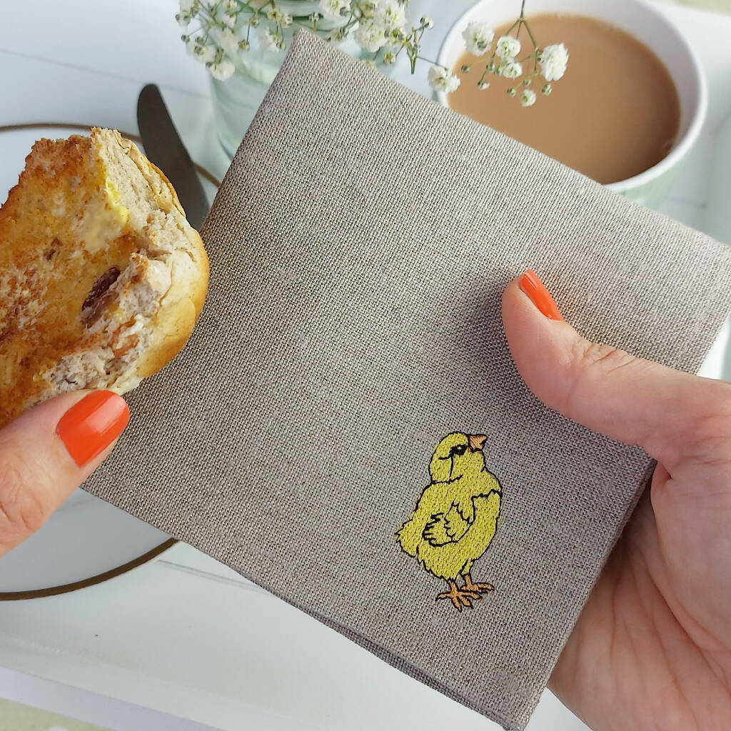 Embroidered Little Chick Cocktail Napkins - Set of Four