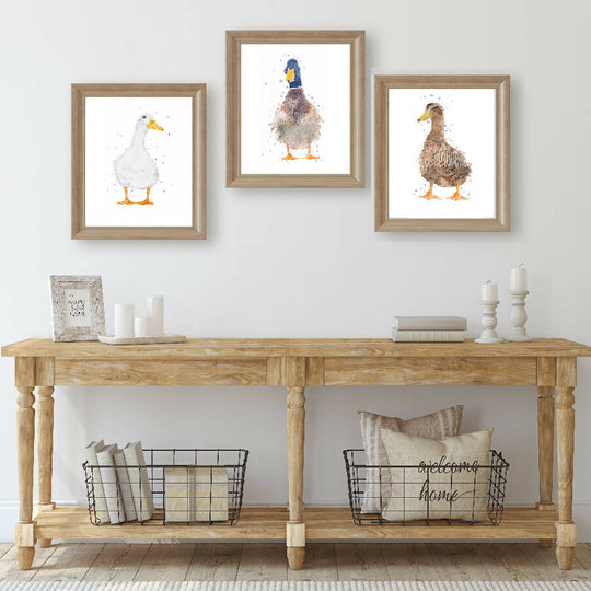 Trio Of Watercolour Duck Prints